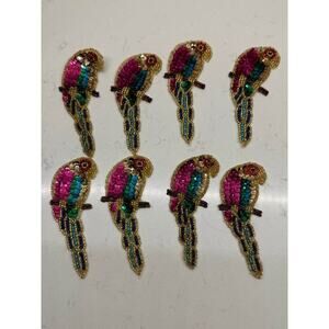 17 Vintage New Colorful Tropical Parrot Sequin Appliqué Patch Earring Craft